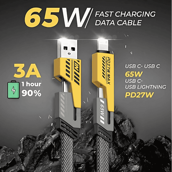 4 In 1 Multi USB PD Charging Cable (Type-C To C, C To Lightning, USB To C, USB To Lightning)